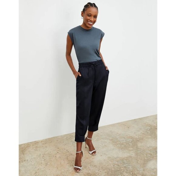 NEW M.M. Lafleur Womens 10 Shane 2.0 Pant Everyday Twill In Night Elastic Waist